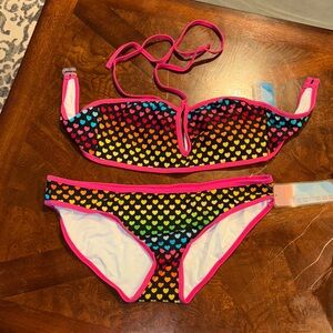 Colorful Heart Pattern Women’s Swim Set